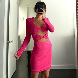 Misha Collection Gracie Cut Out Mini Dress in Bright Pink NWT